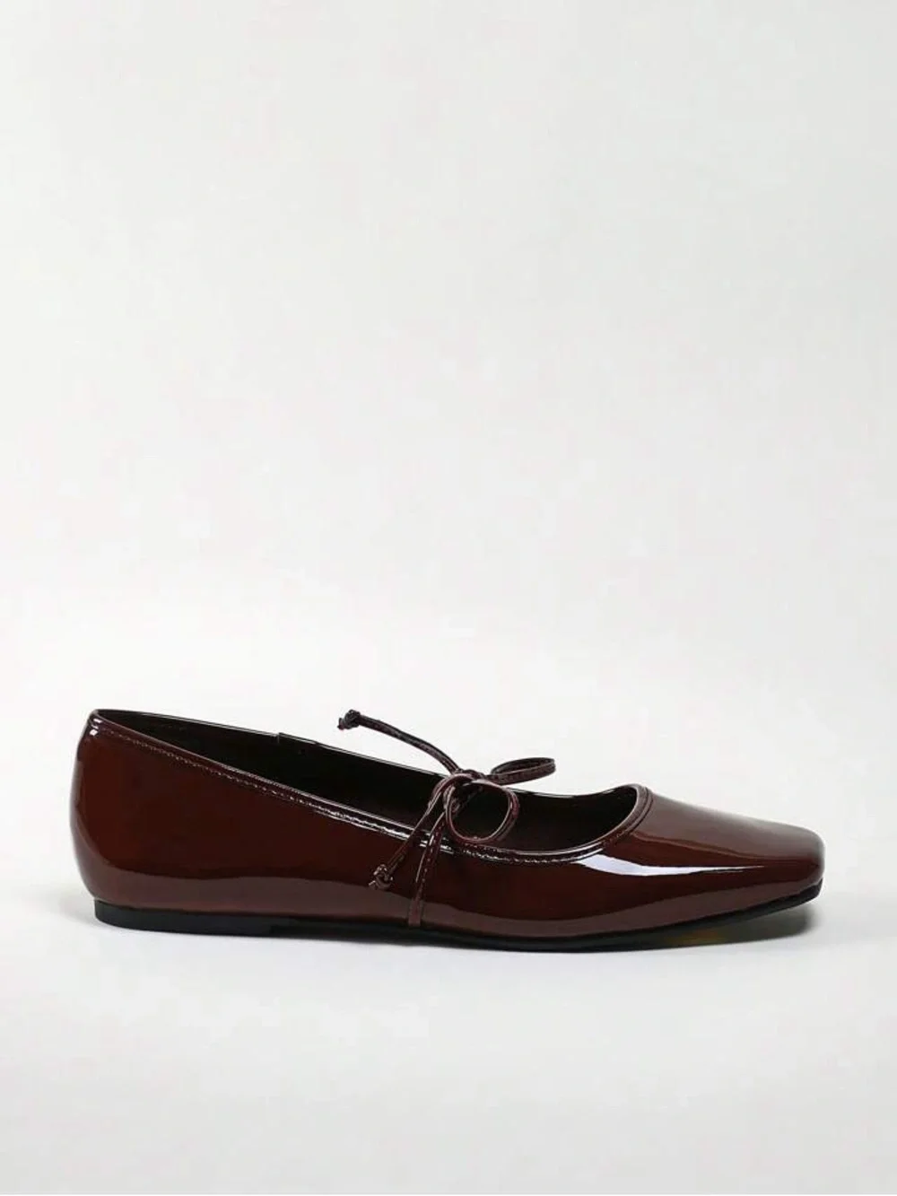 Classic Brown Leather Ballet Flats with Tie Detail